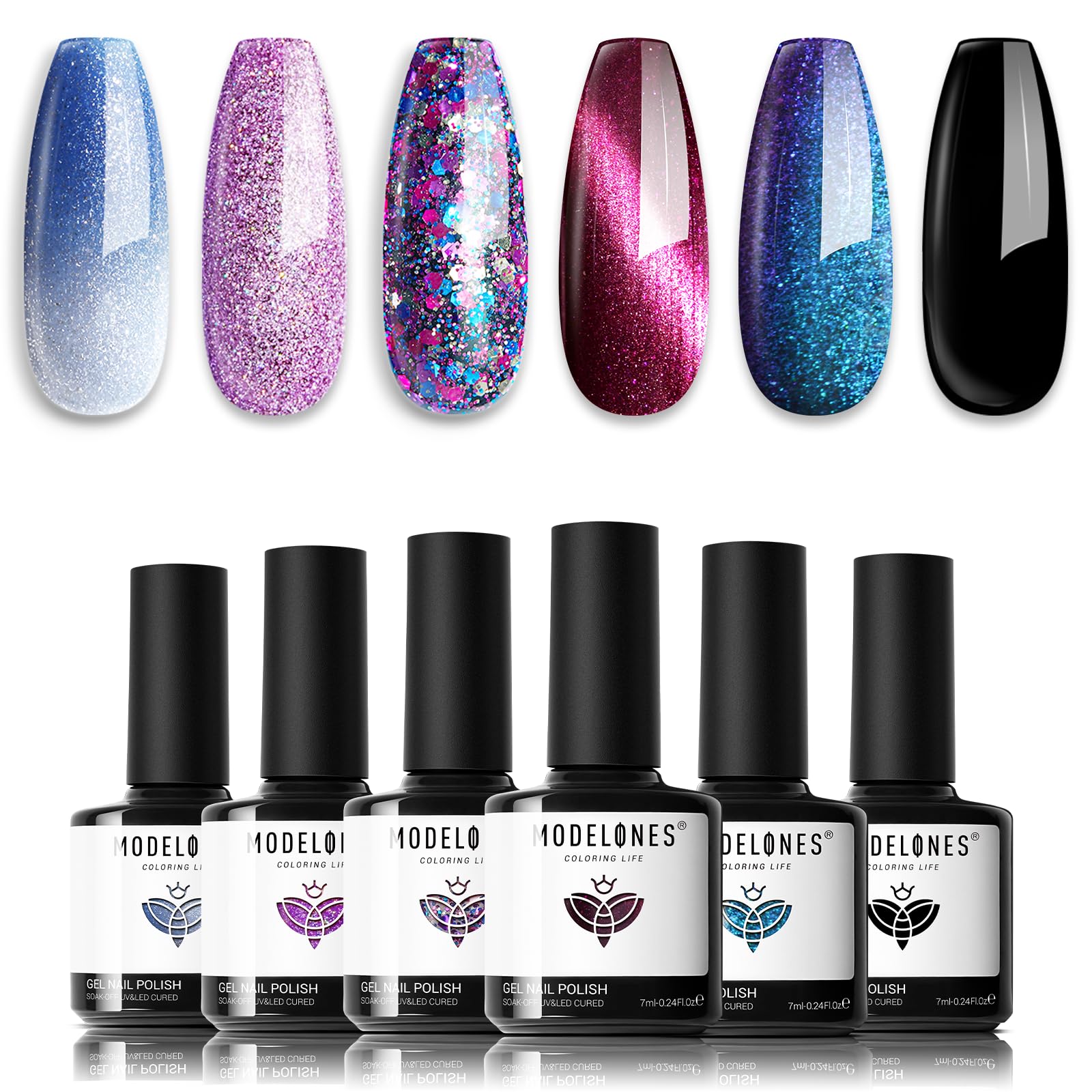 Amazon.com: modelones Color Changing Cat Eye Gel Nail Polish Set